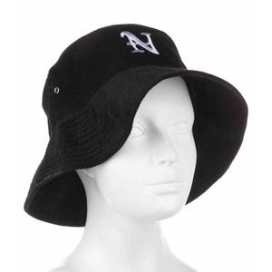 NAHMIAS Corduroy Bucket Hat‎ Size One Size Black Cotton Logo Letter Embroidered